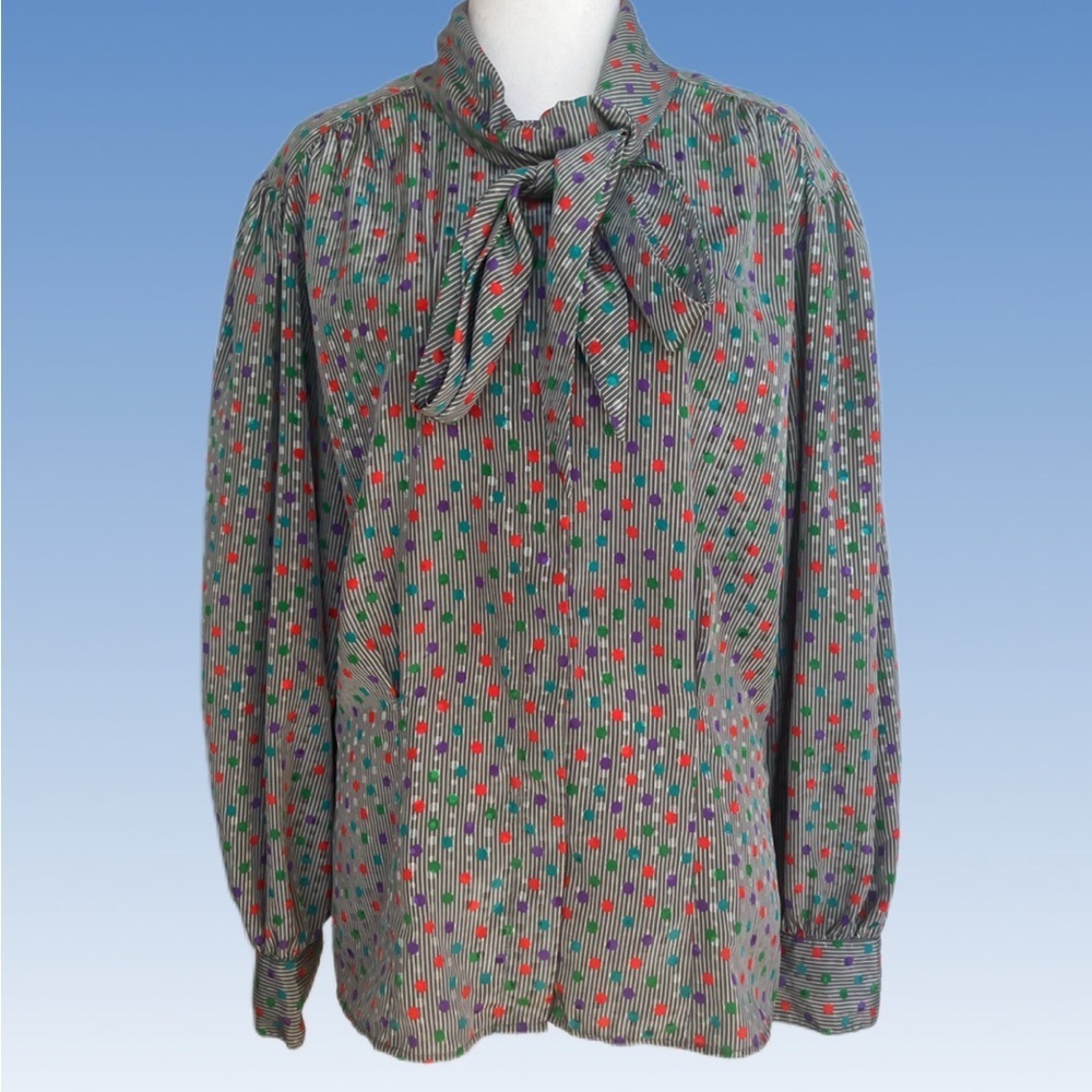 Evan Picone Multicolor Blouse with Bow